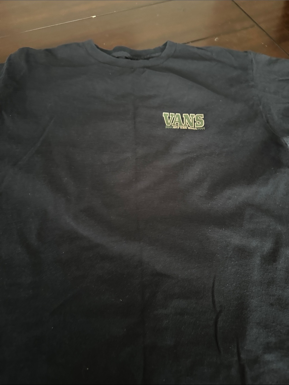 Vans Black Short Sleeve Tee with Small Green Logo